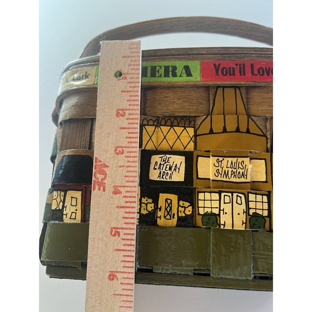 Vintage 70s Caro-Nan basket wooden penny purse St. Louis Missouri lined indie - Picture 13 of 16